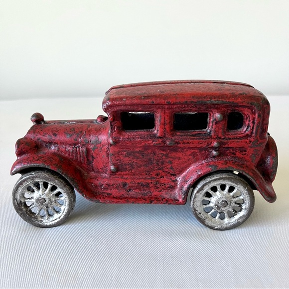 Source Unknown Other - Antique / Vintage 6" Cast Iron Toy Car Sedan Coupe Touring